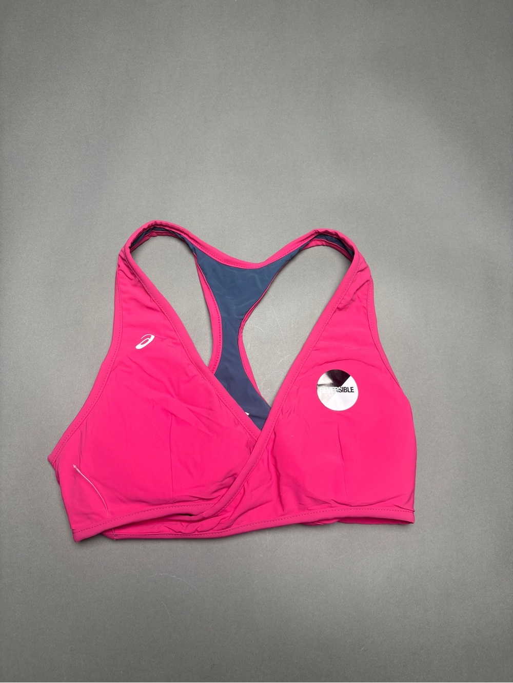 Asics Pink and Gray Racerback Reversible Bikini Swim Top